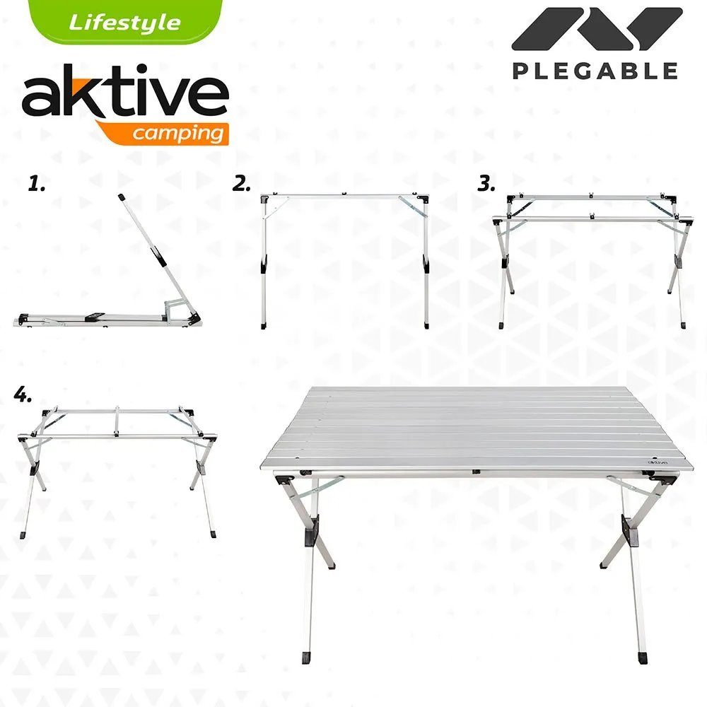 Aktive 110x70x70 Cm Aluminium Folding Bord, Aluminium, One Size