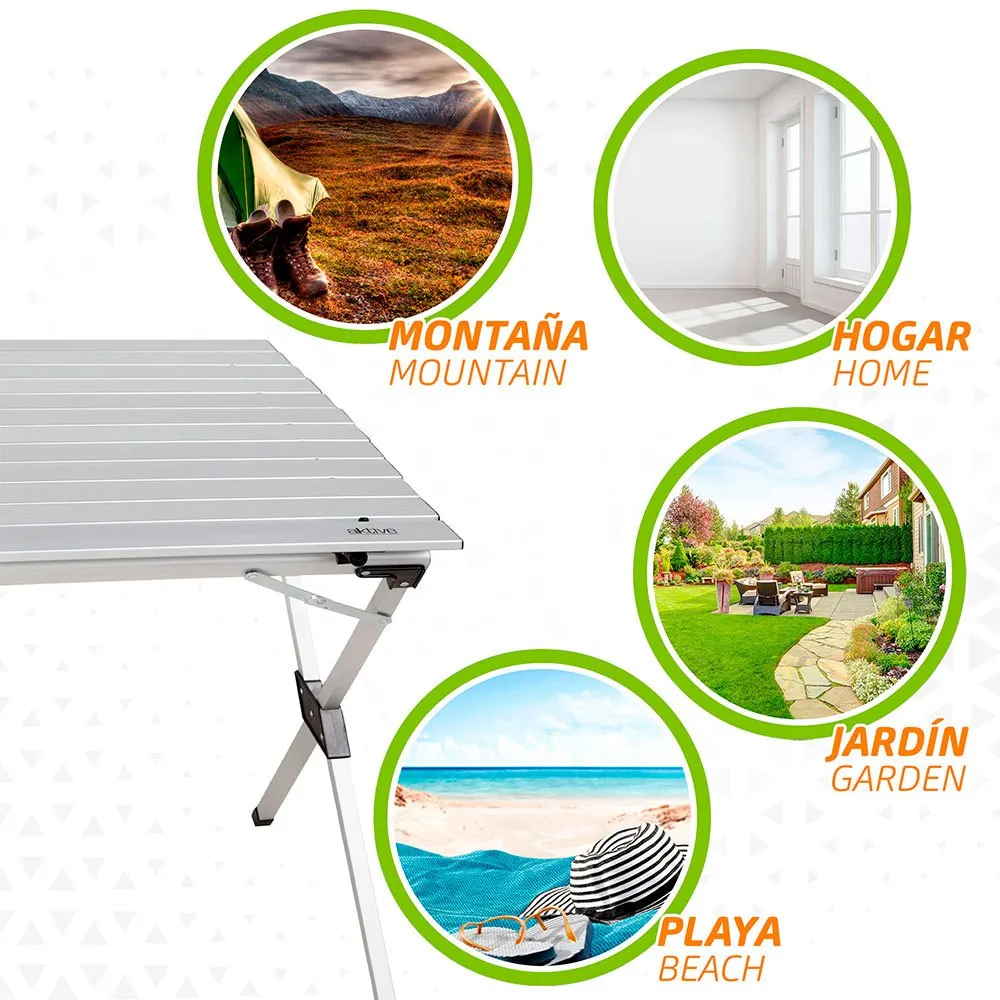 Aktive 110x70x70 Cm Aluminium Folding Bord, Aluminium, One Size