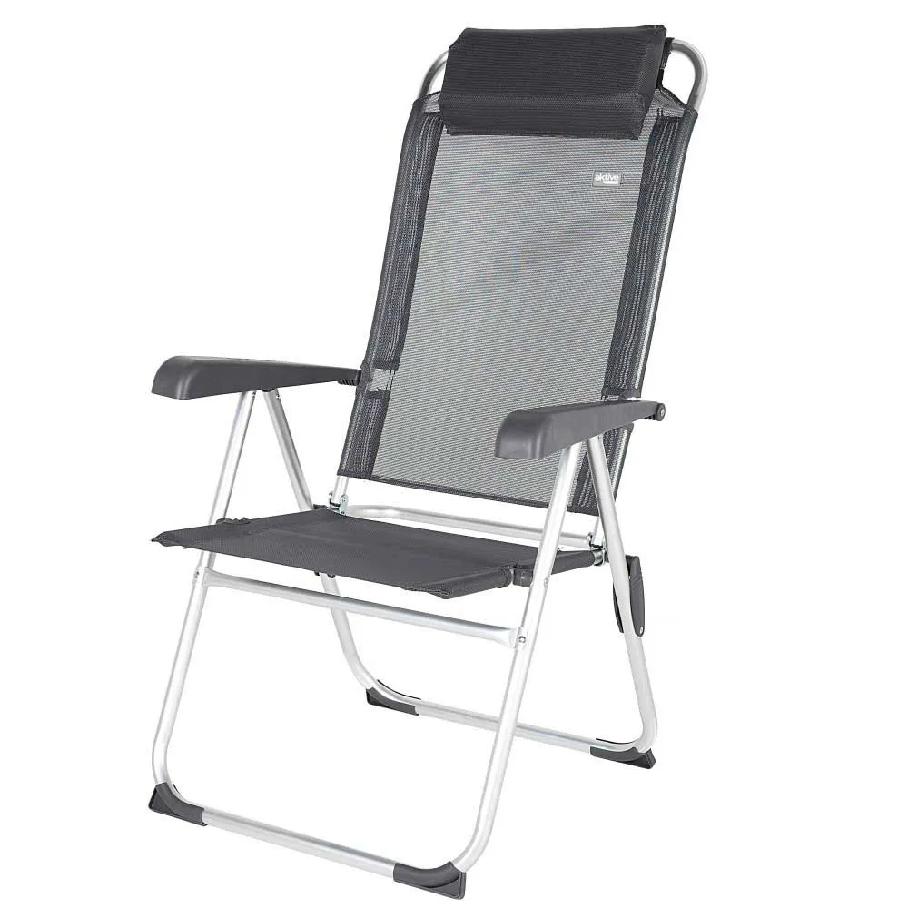 Aktive 44.5x55x103 Cm Aluminium Multipositions Hopfällbar Stol unisex, Grey, One Size