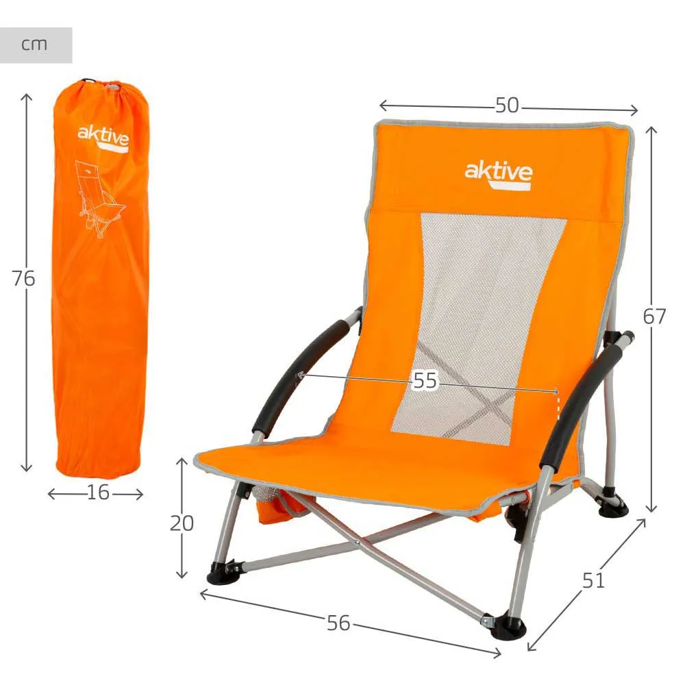 Aktive 46x51x67 Cm Låg Hopfällbar Stol I Aluminium unisex, Orange, One Size