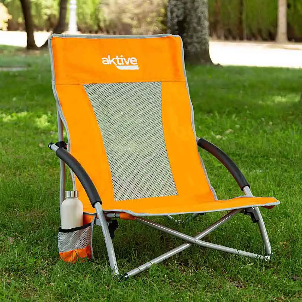Aktive 46x51x67 Cm Låg Hopfällbar Stol I Aluminium unisex, Orange, One Size