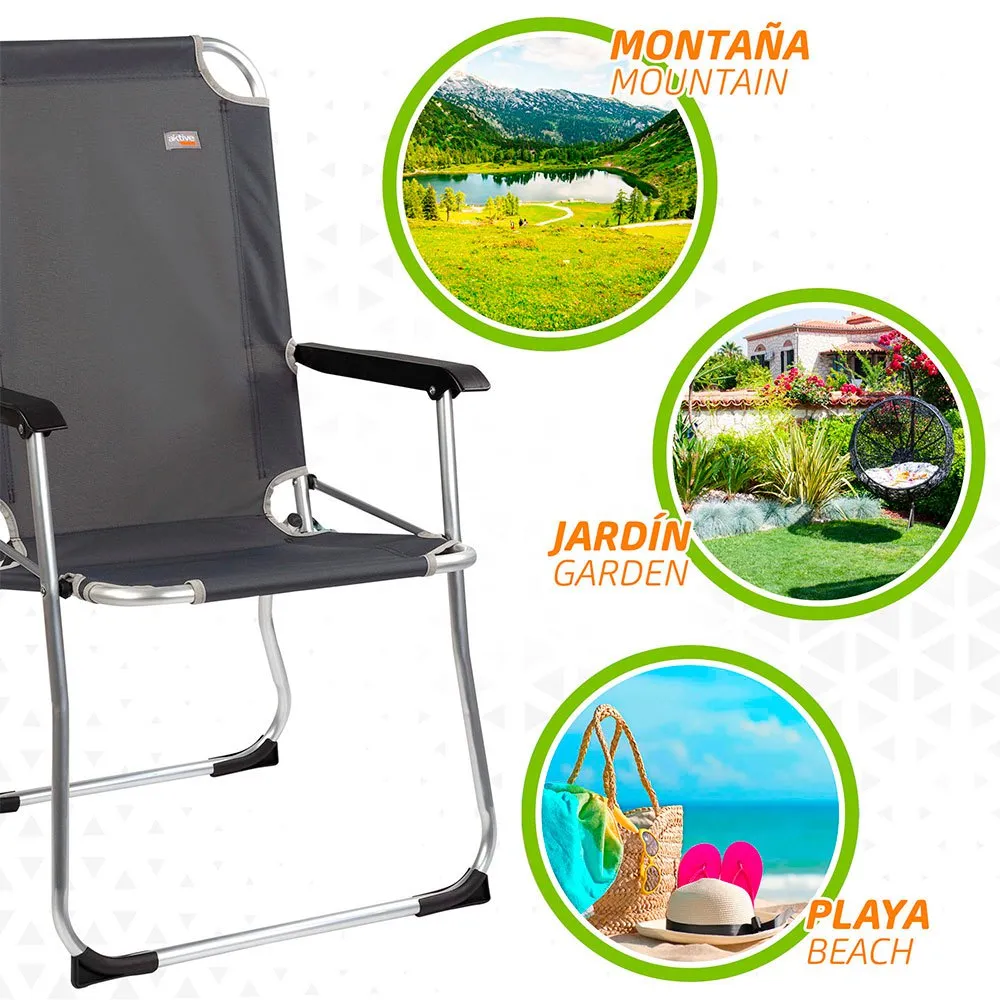 Aktive 54x57x91 Cm Folding Stol, Black, One Size