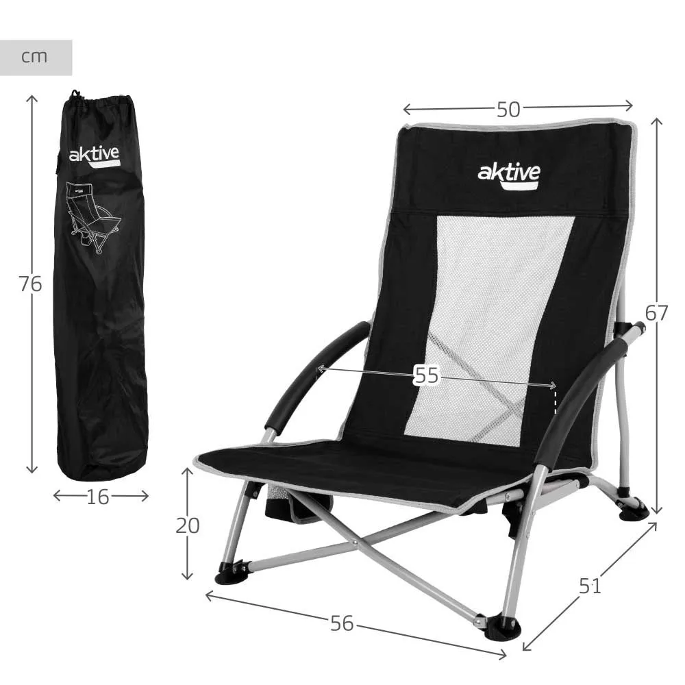 Aktive 56x51x67 Cm Låg Hopfällbar Stol I Aluminium unisex, Black, One Size Aktive 56x51x67 Cm Låg Hopfällbar Stol I Aluminium unisex, Black, One Size