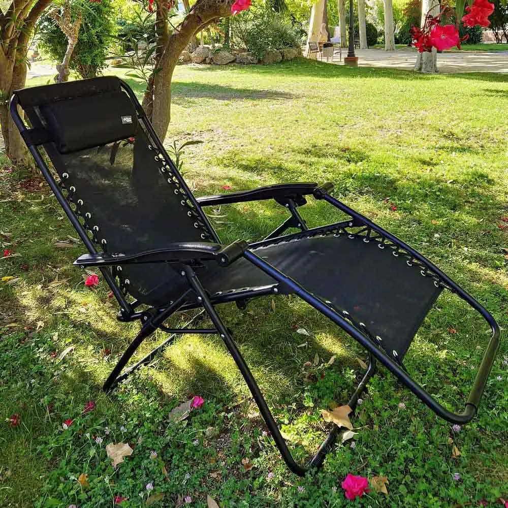 Aktive 61142 Hopfällbar Stol 0 Gravitation Multiposition unisex, Black, One Size