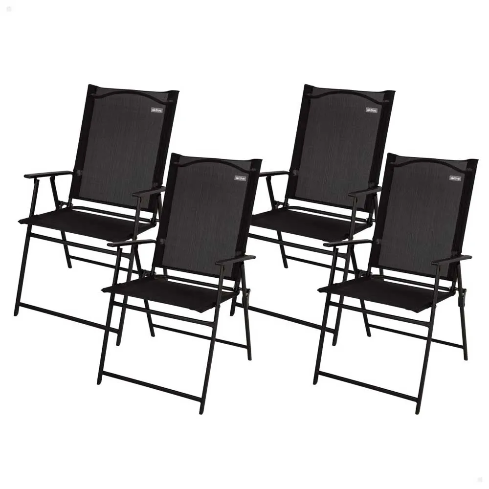 Aktive 61146 Slim 4 Units Fällbar Utomhusstol, Black, One Size