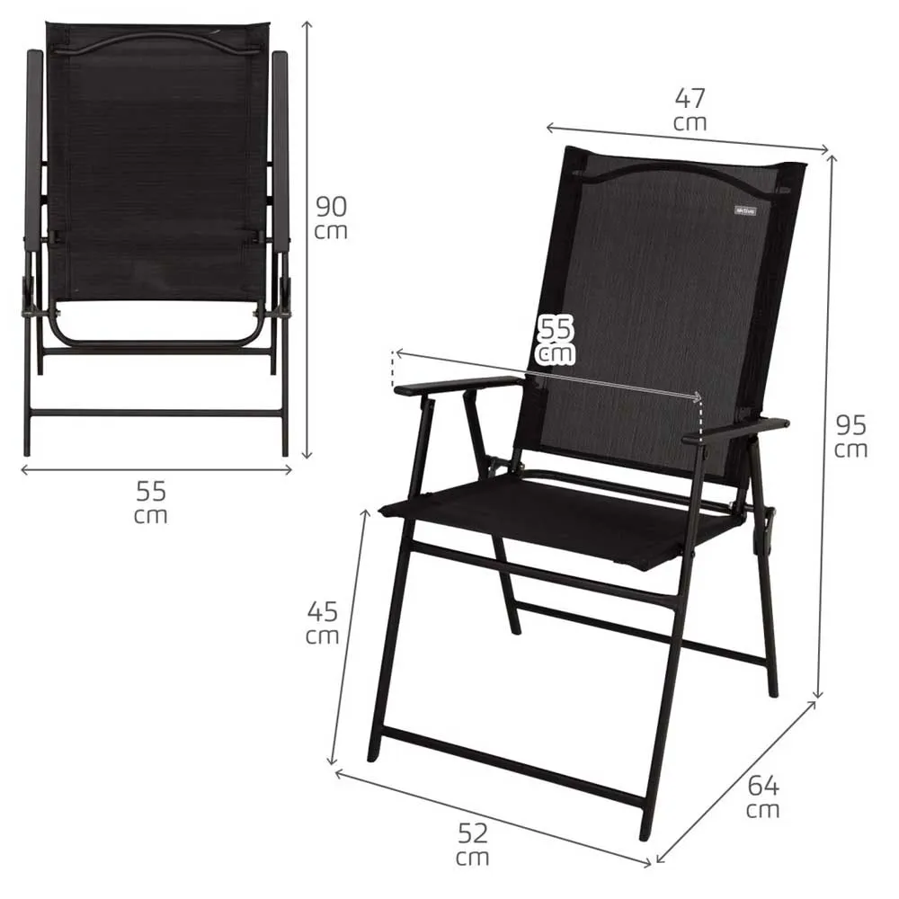 Aktive 61146 Slim 4 Units Fällbar Utomhusstol, Black, One Size