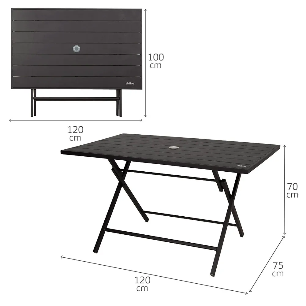 Aktive 61148 Fällbart Campingbord unisex, Multicolour, 121 x 75 x 69cm