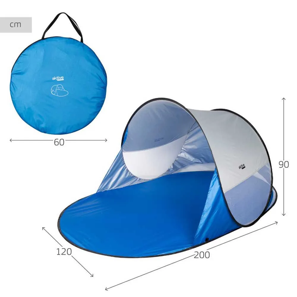 Aktive 62322 Uv50 Popup-vindskydd Och Strandtält 120x200x90 Cm unisex, White / blue, 2 places Aktive 62322 Uv50 Popup-vindskydd Och Strandtält 120x200x90 Cm unisex, White / blue, 2 places