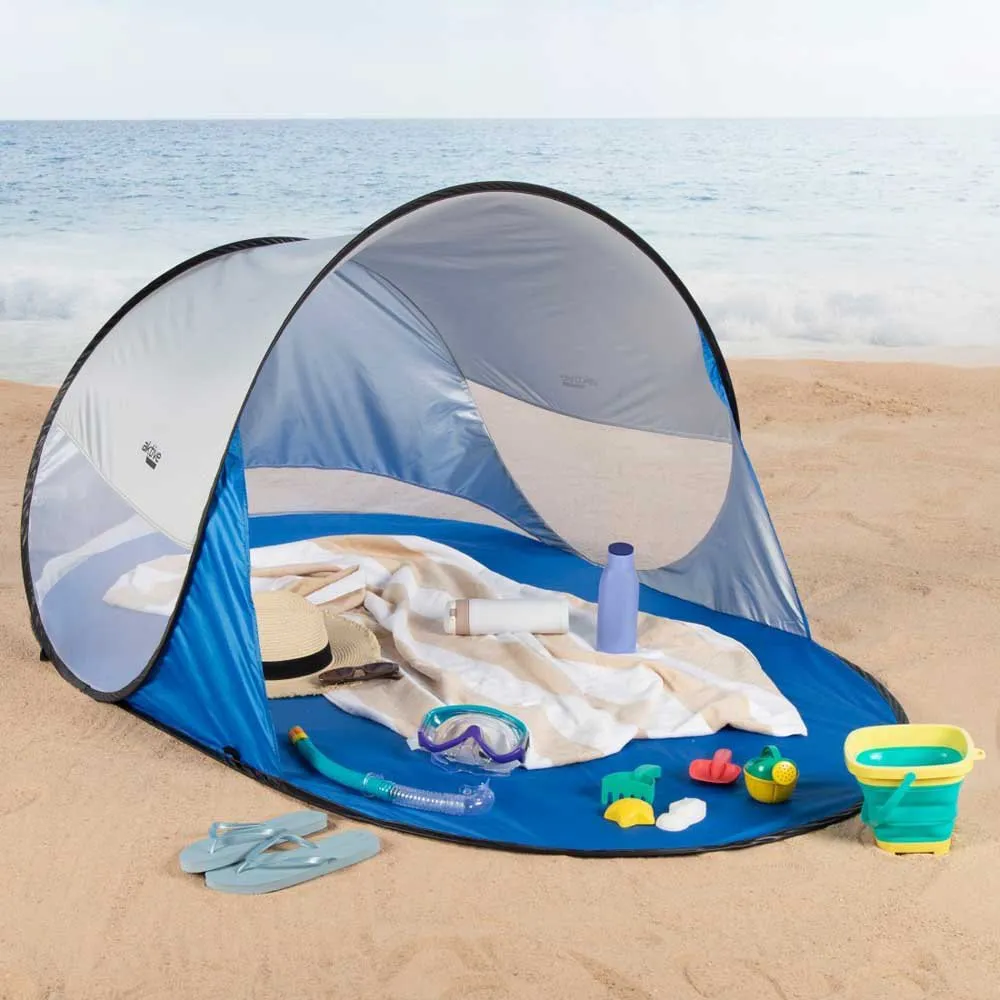 Aktive 62322 Uv50 Popup-vindskydd Och Strandtält 120x200x90 Cm unisex, White / blue, 2 places Aktive 62322 Uv50 Popup-vindskydd Och Strandtält 120x200x90 Cm unisex, White / blue, 2 places
