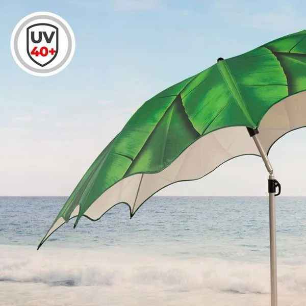 Aktive 62326 Uv40 Ø Tiltbar Strandparasoll 200 Cm unisex, Leaves, One Size