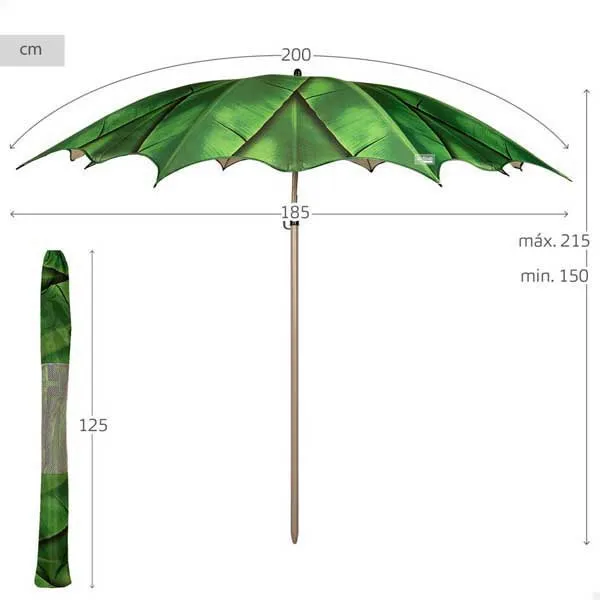 Aktive 62326 Uv40 Ø Tiltbar Strandparasoll 200 Cm unisex, Leaves, One Size
