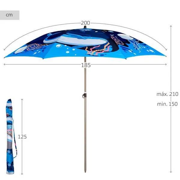 Aktive 62327 Uv40 Ø Tiltbar Strandparasoll 200 Cm unisex, Navy, One Size Aktive 62327 Uv40 Ø Tiltbar Strandparasoll 200 Cm unisex, Navy, One Size