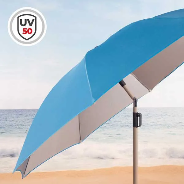 Aktive 62336 Uv50 Ø Stor Lutbar Strandparasoll 220 Cm unisex, Blue, One Size