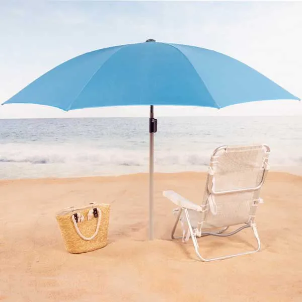 Aktive 62336 Uv50 Ø Stor Lutbar Strandparasoll 220 Cm unisex, Blue, One Size