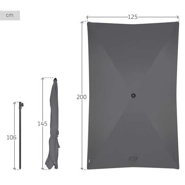 Aktive 62350 Uv30 Rektangulärt Tiltbart Balkongparasoll 200x125 Cm Refurbished, Anthracite, One Size Aktive 62350 Uv30 Rektangulärt Tiltbart Balkongparasoll 200x125 Cm Refurbished, Anthracite, One Size