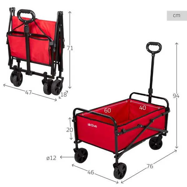 Aktive 62375 Hopfällbar Kundvagn 46x73x94 Cm unisex, Red / black, One Size Aktive 62375 Hopfällbar Kundvagn 46x73x94 Cm unisex, Red / black, One Size