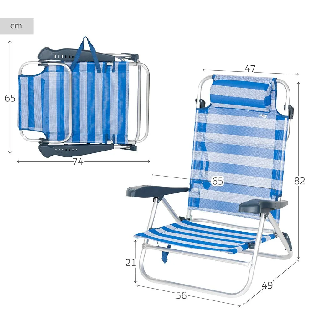 Aktive 62666 Flerpositions Hopfällbar Fåtölj unisex, Blue / white, One Size