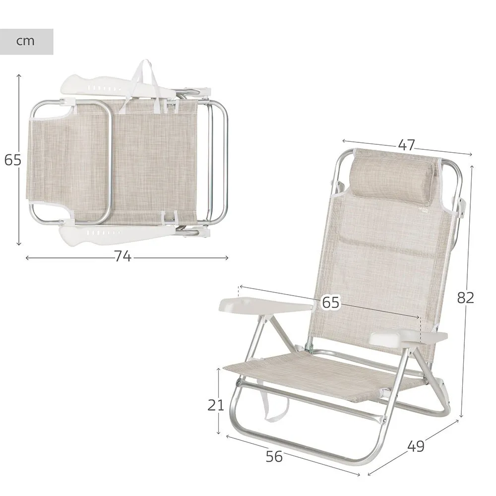 Aktive 62667 Flerpositions Hopfällbar Fåtölj unisex, Beige, One Size Aktive 62667 Flerpositions Hopfällbar Fåtölj unisex, Beige, One Size
