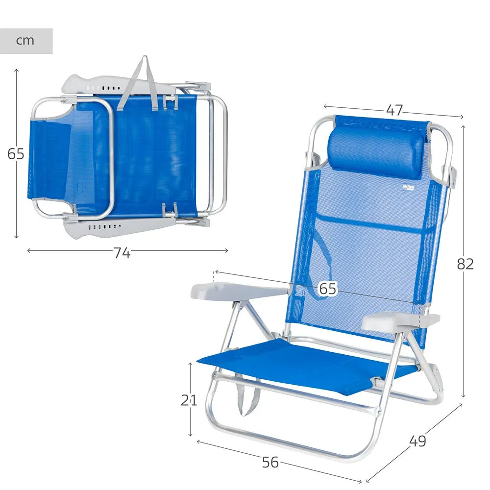 Aktive 62668 Flerpositions Hopfällbar Fåtölj unisex, Blue, One Size