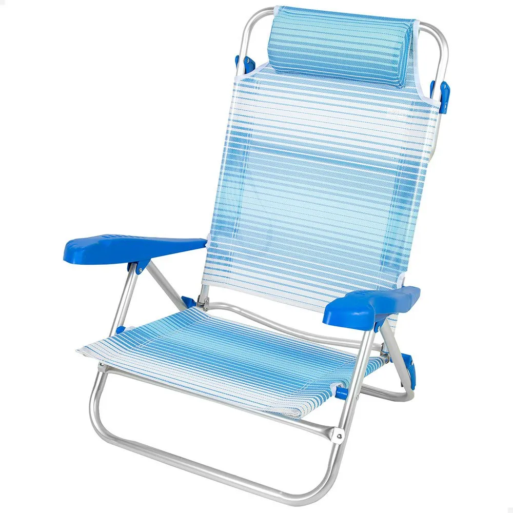 Aktive 62669 Flerpositions Hopfällbar Fåtölj unisex, Striped blue, One Size