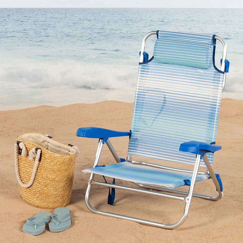 Aktive 62669 Flerpositions Hopfällbar Fåtölj unisex, Striped blue, One Size