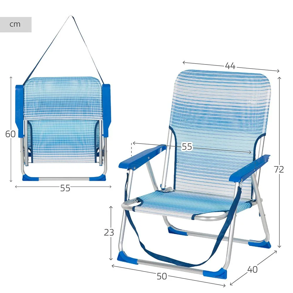 Aktive 62670 Låg Hopfällbar Stol I Aluminium unisex, Striped blue, One Size Aktive 62670 Låg Hopfällbar Stol I Aluminium unisex, Striped blue, One Size