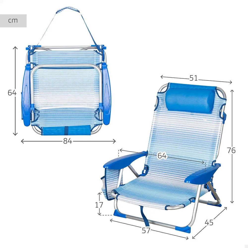 Aktive 62671 Låg Hopfällbar Multipositionsstol I Aluminium unisex, Striped blue, One Size Aktive 62671 Låg Hopfällbar Multipositionsstol I Aluminium unisex, Striped blue, One Size