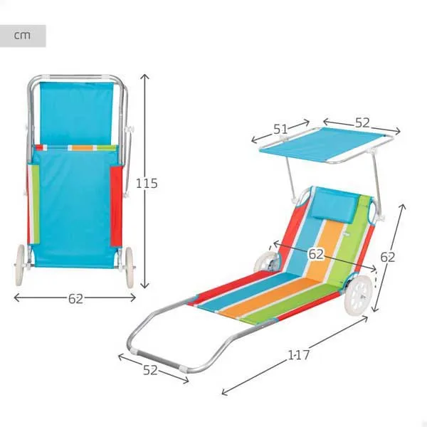 Aktive 62682 Strandvagn Solstol 52x117x62 Cm unisex, Multicolour, One Size Aktive 62682 Strandvagn Solstol 52x117x62 Cm unisex, Multicolour, One Size