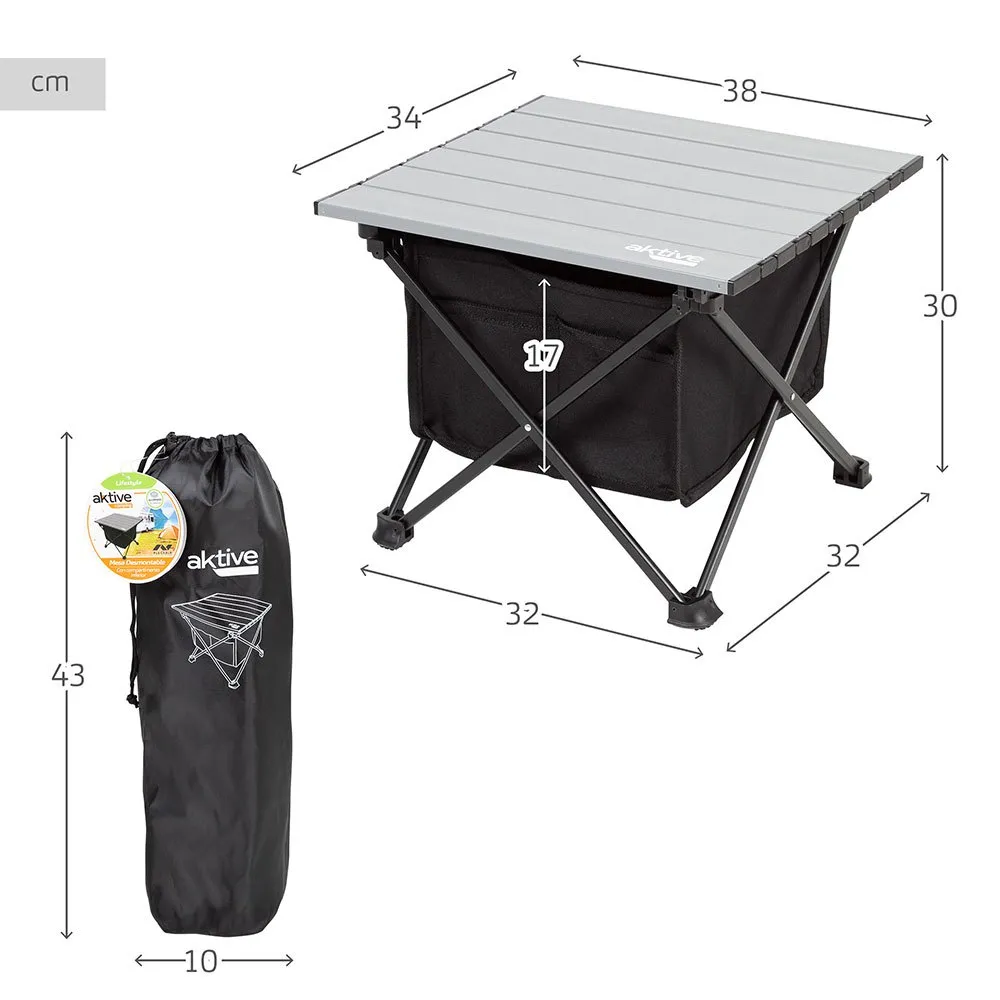 Aktive 63043 34x38x30cm Fällbart Campingbord unisex, Grey / black, 34 x 38 x 30cm