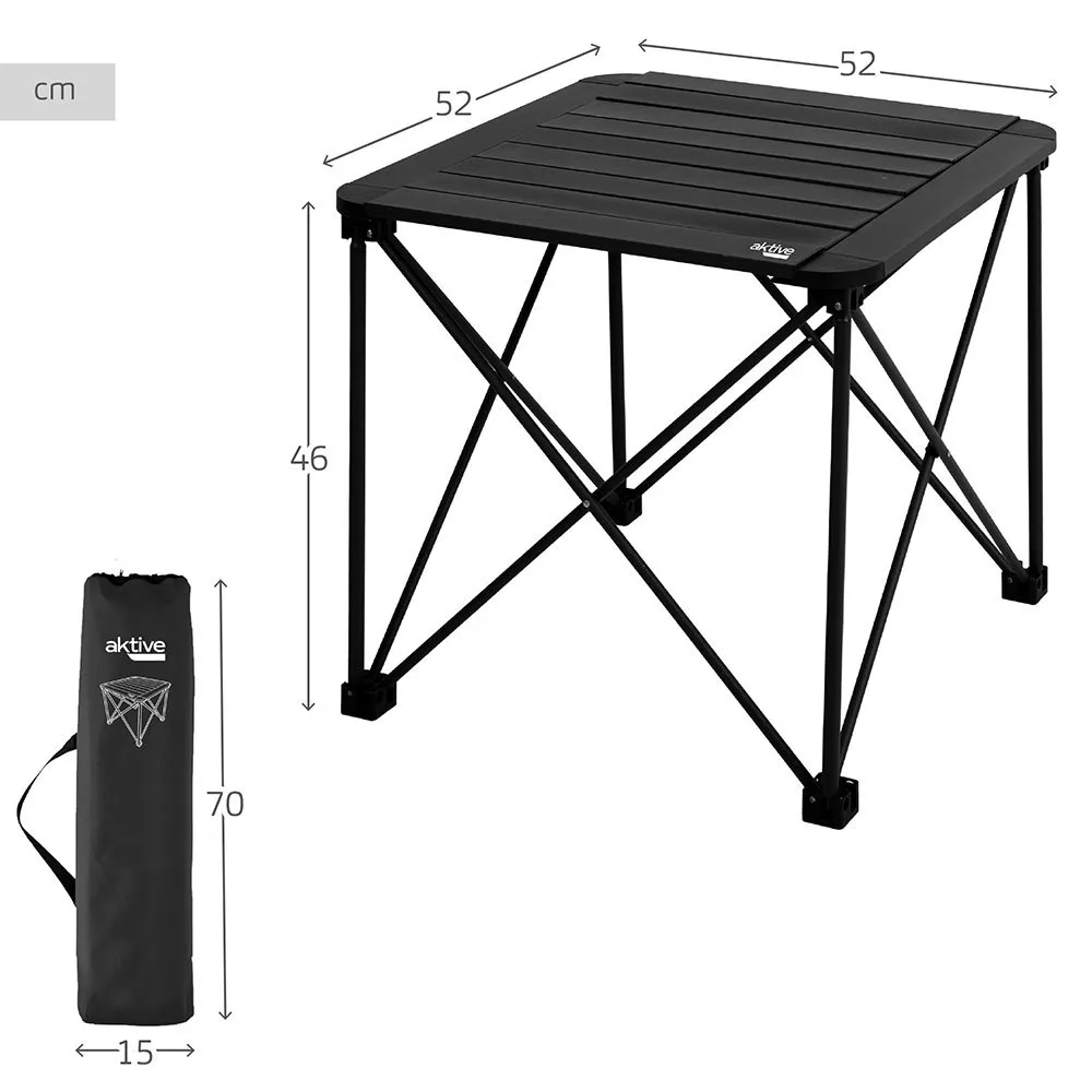 Aktive 63051 52x52x46cm Fällbart Campingbord unisex, Black, 52 x 52 x 46cm