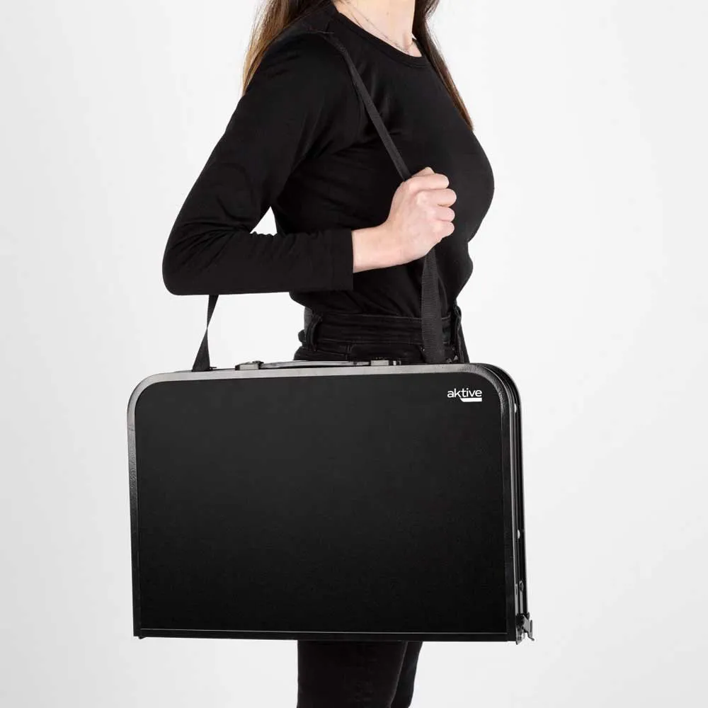 Aktive 63086 Höj-och Sänkbar Hopfällbar Campingbord Refurbished unisex, Black, 60 x 45 x 27/56cm