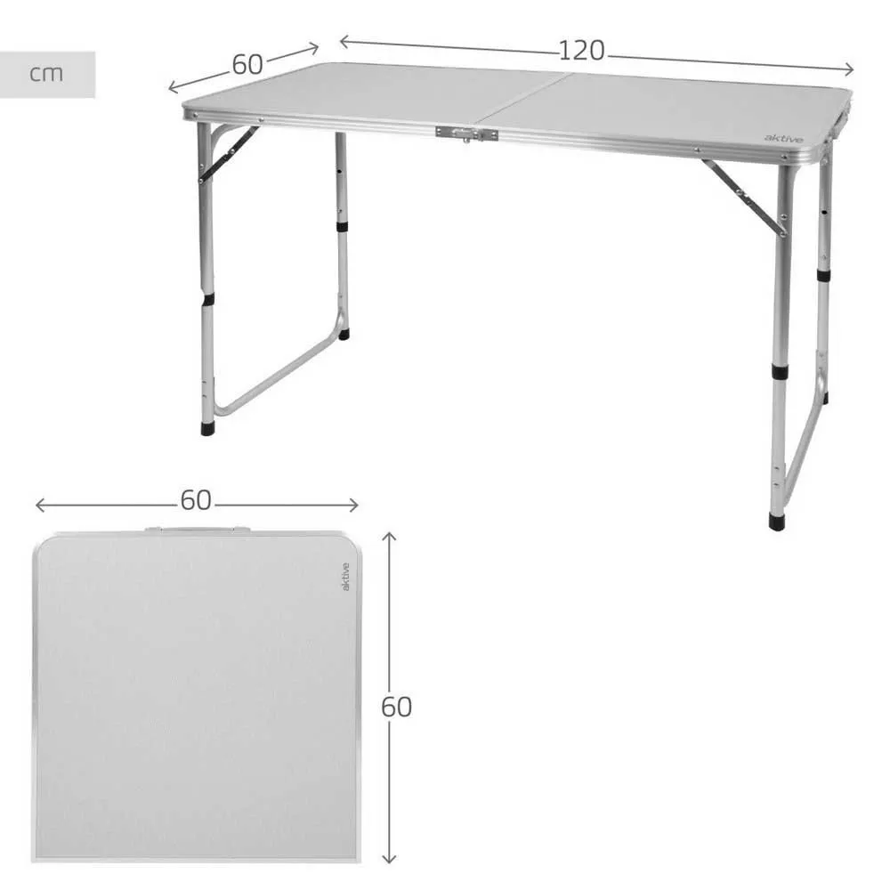 Aktive 63088 Höj- Och Sänkbar Hopfällbar Campingbord unisex, Grey, 120 x 60 x 54/60/70cm Aktive 63088 Höj- Och Sänkbar Hopfällbar Campingbord unisex, Grey, 120 x 60 x 54/60/70cm