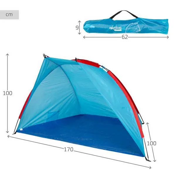 Aktive 63119 Vindskydd Och Strandtält 170x100x100 Cm unisex, Blue, 2 places