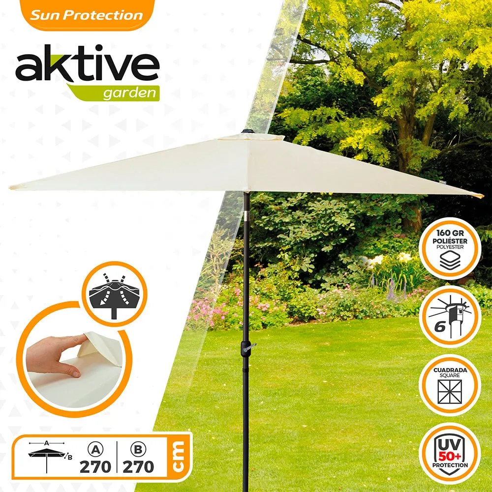 Aktive Aluminium Fyrkantig Parasoll Med Uv-skydd För Hög Stång 270x270 Cm 38 Mm 260 Cm unisex, Beige, One Size