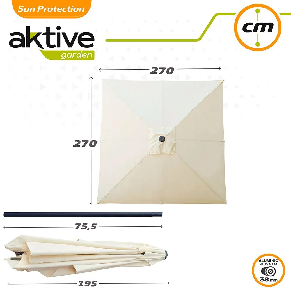 Aktive Aluminium Fyrkantig Parasoll Med Uv-skydd För Hög Stång 270x270 Cm 38 Mm 260 Cm unisex, Beige, One Size