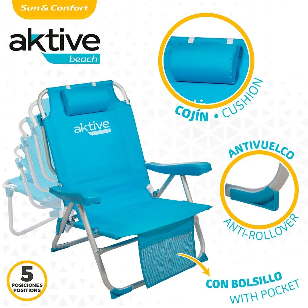 Aktive Aluminium Hopfällbar Stolryggsäck 5 Positioner 66x58x80 Cm unisex, Blue, One Size Aktive Aluminium Hopfällbar Stolryggsäck 5 Positioner 66x58x80 Cm unisex, Blue, One Size
