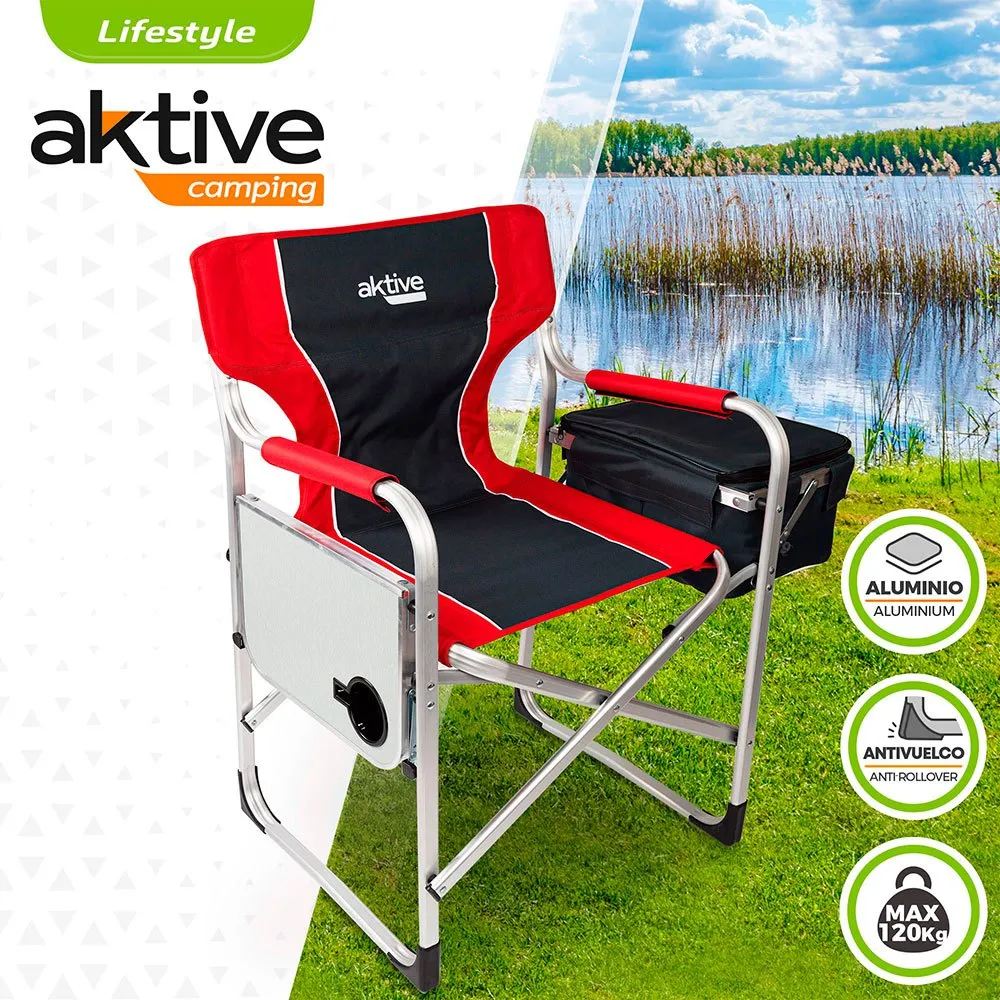 Aktive Aluminium Med Bricka Och Kylväskaregissör Hopfällbar Stol unisex, Black / red, One Size