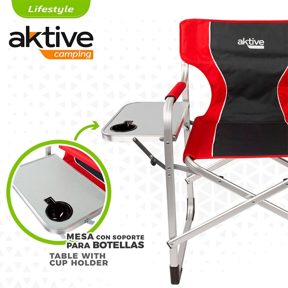 Aktive Aluminium Med Bricka Och Kylväskaregissör Hopfällbar Stol unisex, Black / red, One Size