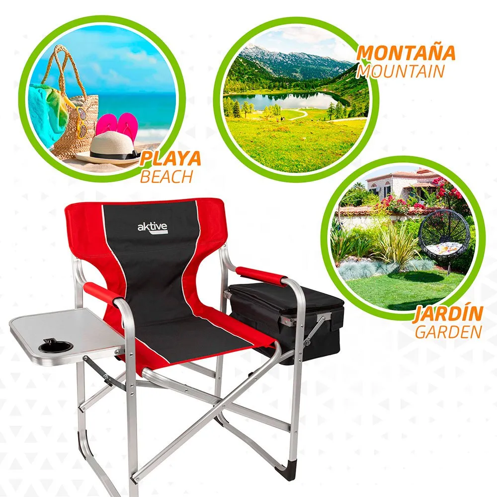 Aktive Aluminium Med Bricka Och Kylväskaregissör Hopfällbar Stol unisex, Black / red, One Size