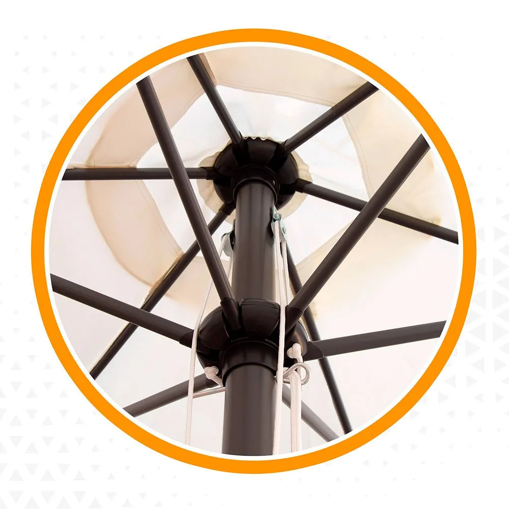 Aktive Aluminium Sexkantig Parasoll Med Uv-skydd Och Dubbelt Trissystem 270 Cm 38 Mm 240 Cm unisex, Beige, One Size