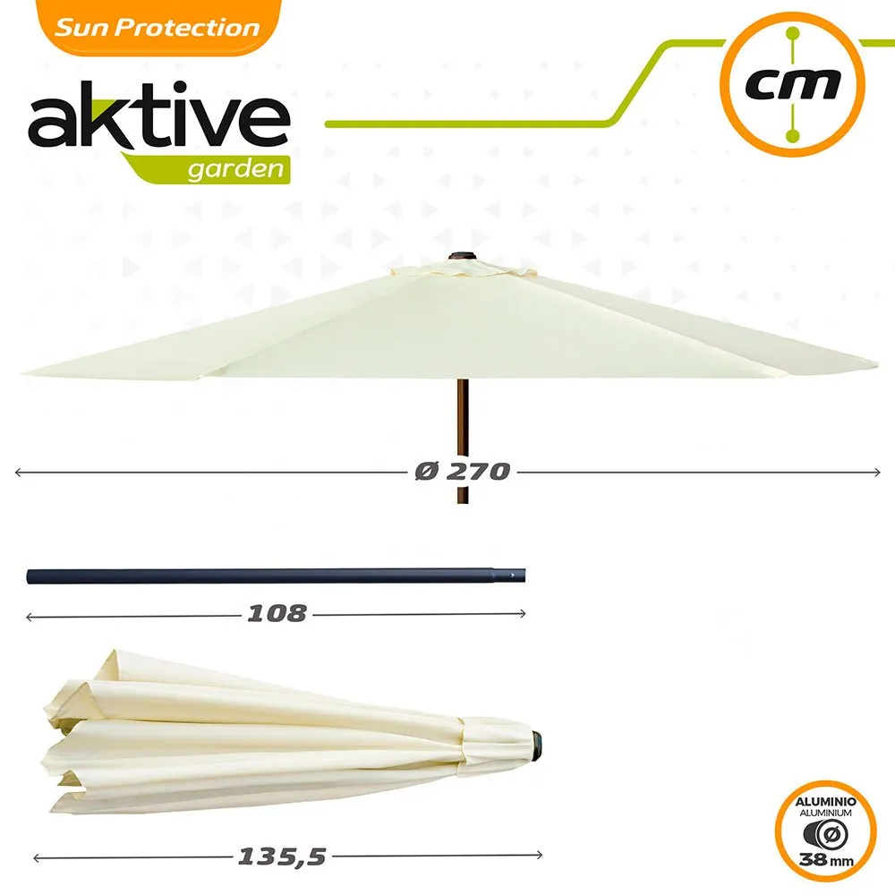 Aktive Aluminium Sexkantig Parasoll Med Uv-skydd Och Dubbelt Trissystem 270 Cm 38 Mm 240 Cm unisex, Beige, One Size