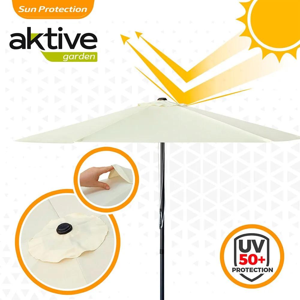 Aktive Aluminium Sexkantig Parasoll Med Uv-skydd Och Dubbelt Trissystem 270 Cm 38 Mm 240 Cm unisex, Beige, One Size