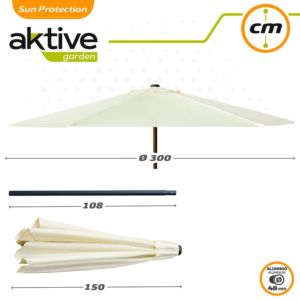 Aktive Aluminium Sexkantig Parasoll Med Uv-skydd Och Dubbelt Trissystem 300 Cm 48 Mm 250 Cm unisex, Beige, One Size