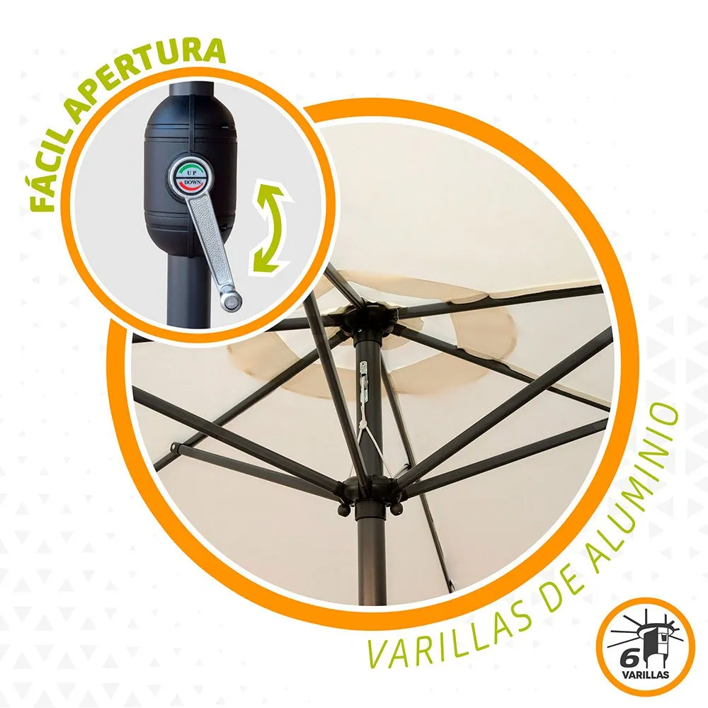 Aktive Aluminium Sexkantig Parasoll Med Uv-skydd Och Stång 270 Cm 38 Mm 240 Cm unisex, Beige, One Size Aktive Aluminium Sexkantig Parasoll Med Uv-skydd Och Stång 270 Cm 38 Mm 240 Cm unisex, Beige, One Size