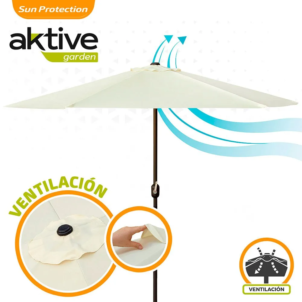Aktive Aluminium Sexkantig Parasoll Med Uv-skydd Och Stång 270 Cm 38 Mm 240 Cm unisex, Beige, One Size Aktive Aluminium Sexkantig Parasoll Med Uv-skydd Och Stång 270 Cm 38 Mm 240 Cm unisex, Beige, One Size