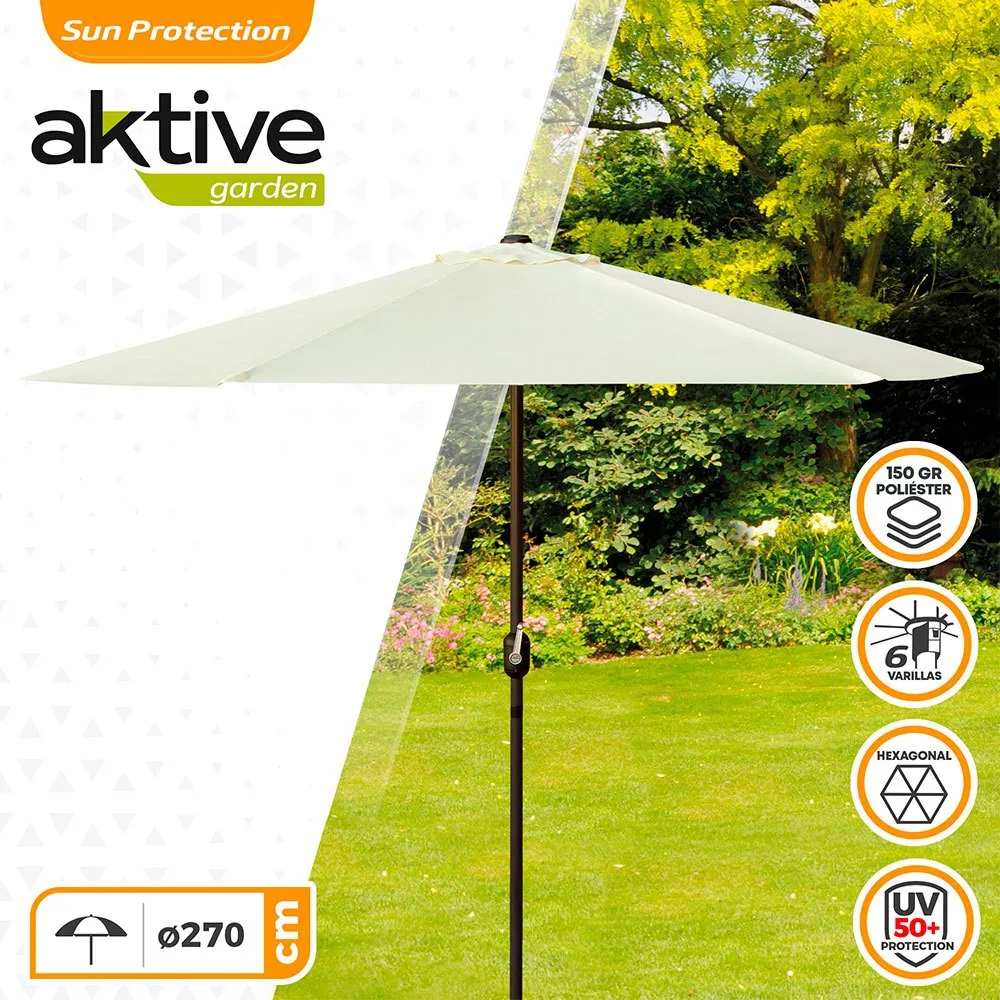 Aktive Aluminium Sexkantig Parasoll Med Uv-skydd Och Stång 270 Cm 38 Mm 240 Cm unisex, Beige, One Size Aktive Aluminium Sexkantig Parasoll Med Uv-skydd Och Stång 270 Cm 38 Mm 240 Cm unisex, Beige, One Size