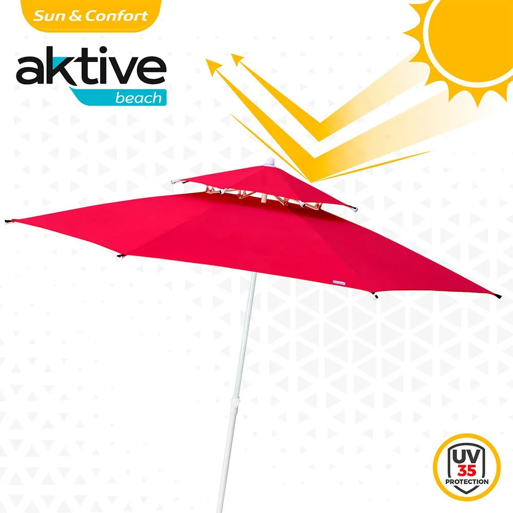 Aktive Åttkantig Parasoll Med Metallstång Dubbelt Tak Och Uv30-skydd 280 Cm unisex, Red, One Size Aktive Åttkantig Parasoll Med Metallstång Dubbelt Tak Och Uv30-skydd 280 Cm unisex, Red, One Size
