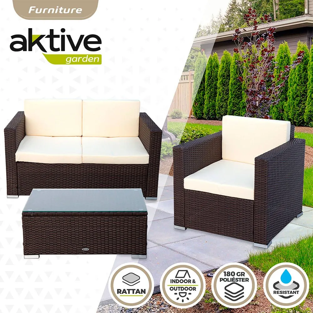 Aktive Bord Med 2 Fåtöljer unisex, Beige / brown, One Size