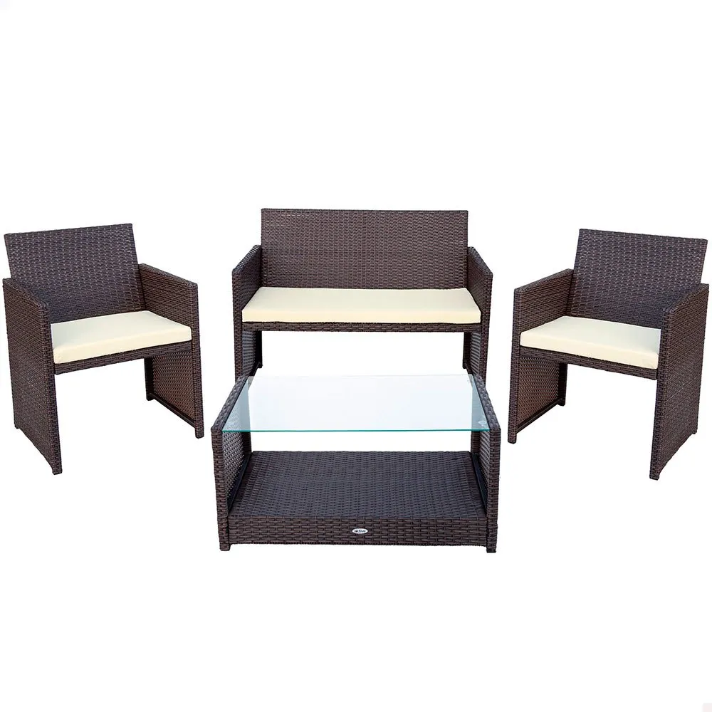 Aktive Bord Med 3 Fåtöljer unisex, Black, One Size