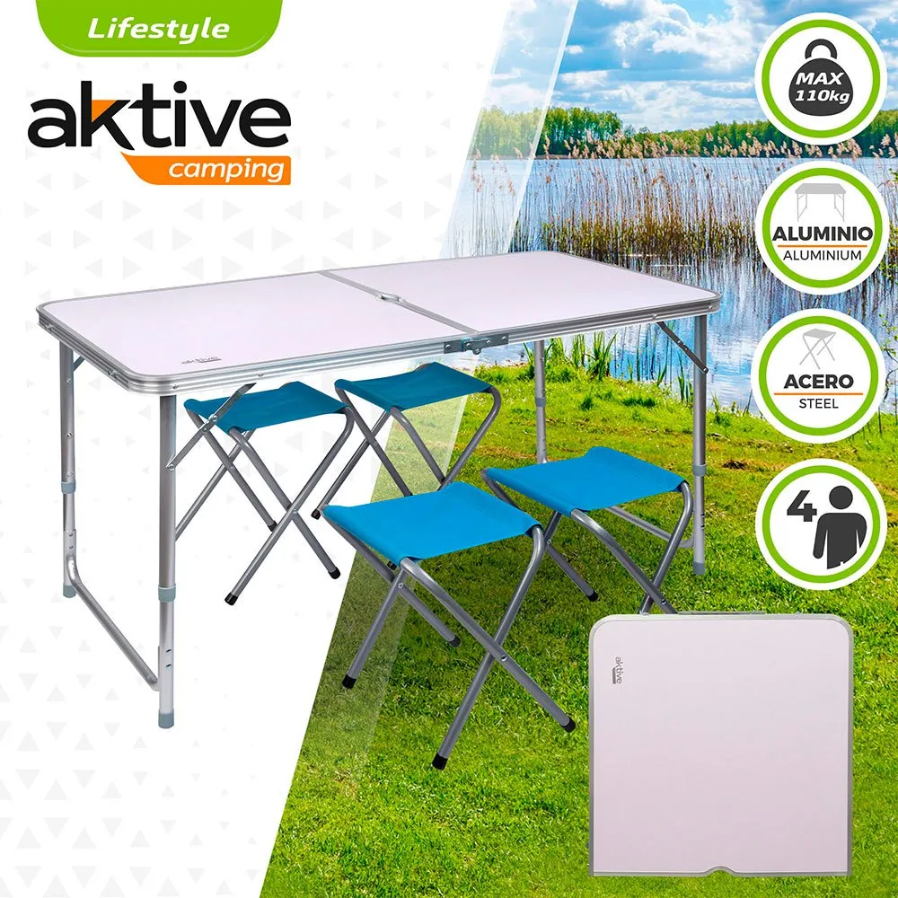 Aktive Bord Med Pall 120x60x70 Cm, Grey, One Size